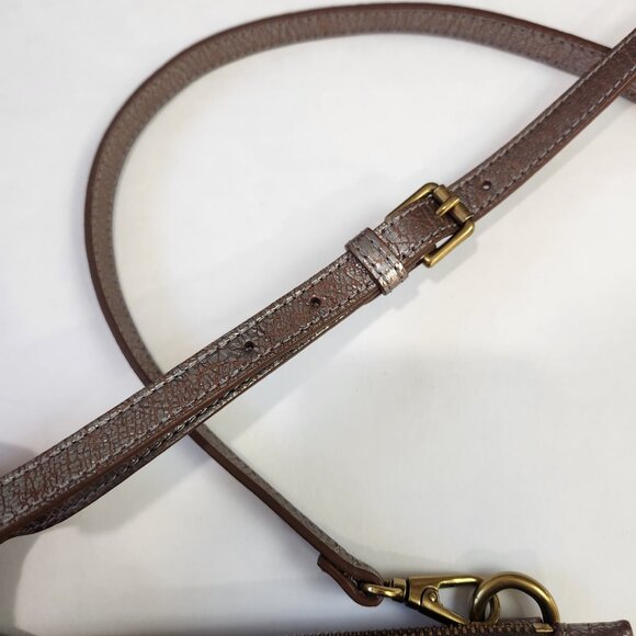 Fossil Metallic Bronze Brown Leather Crossbody Bag Adjustable Strap NWOT - Picture 3 of 13